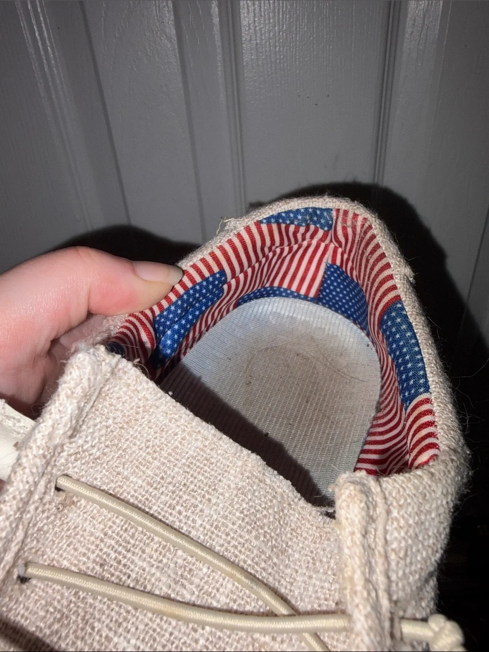 Casual American Flag insole Slip-On Loafers for Men - Natural